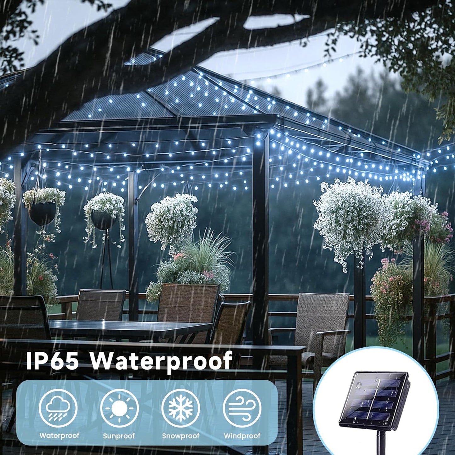 4 Pack 180FT Solar Christmas Lights Outdoor Waterproof, Super Bright 320 LED Solar String Lights with 8 Lighting Modes, Green Wire Twinkle Tree Light for Outside Xmas Party Decorations (Cool White)