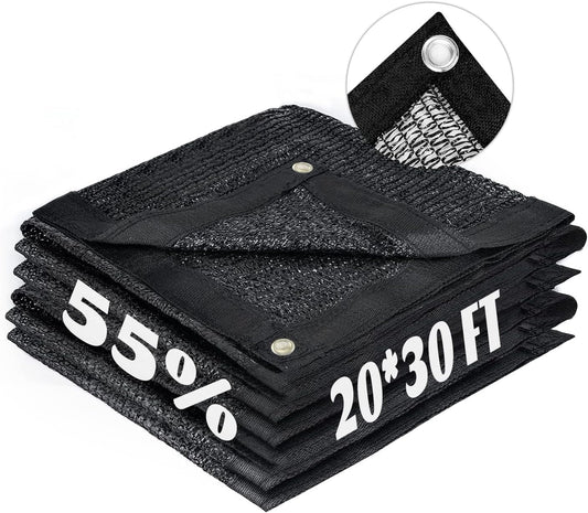 LOVE STORY 20x30FT 55% Black Shade Cloth Sun Shade Net with Grommets Sunblock Net Mesh Tarp for Garden,Plants Cover,Greenhouse and Patio