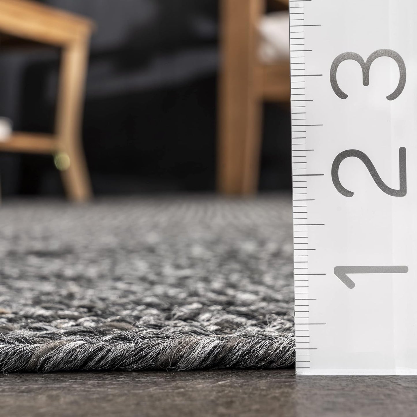 nuLOOM 8' x 10' Solid Hand Braided Indoor/Outdoor Area Rug, Pet-Friendly, High Traffic, Weather Resistant, for Patio, Balcony, Bedroom, Living, Dining Room, Wynn Charcoal