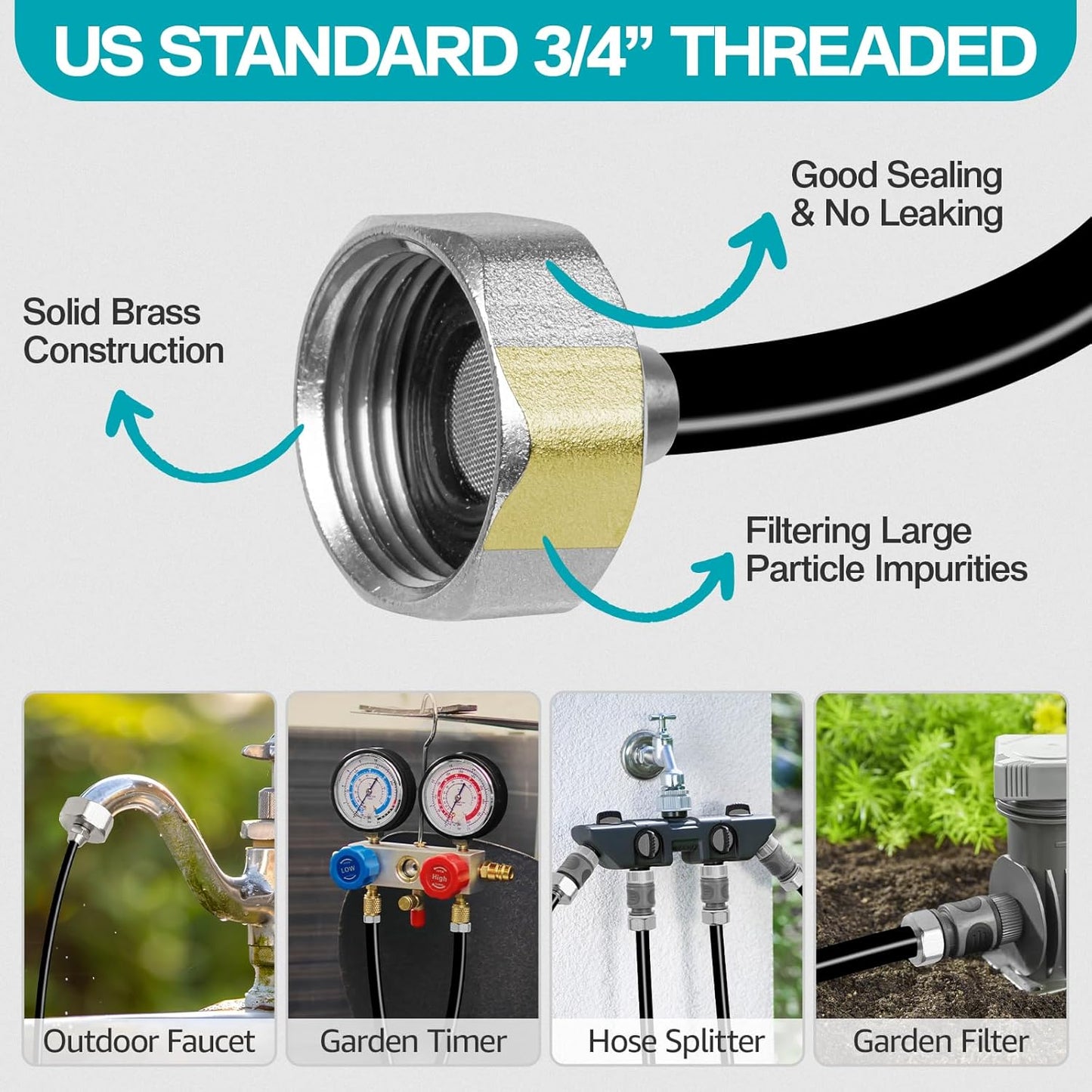 OnBrand Patio Water Misters for Cooling Outdoor, 40FT Mister for Outside with 3/4" Adapter and 11 Brass Mist Nozzles, Misting Cooling System with 11 Atomizing Connectors for Kids Pets Party Camping