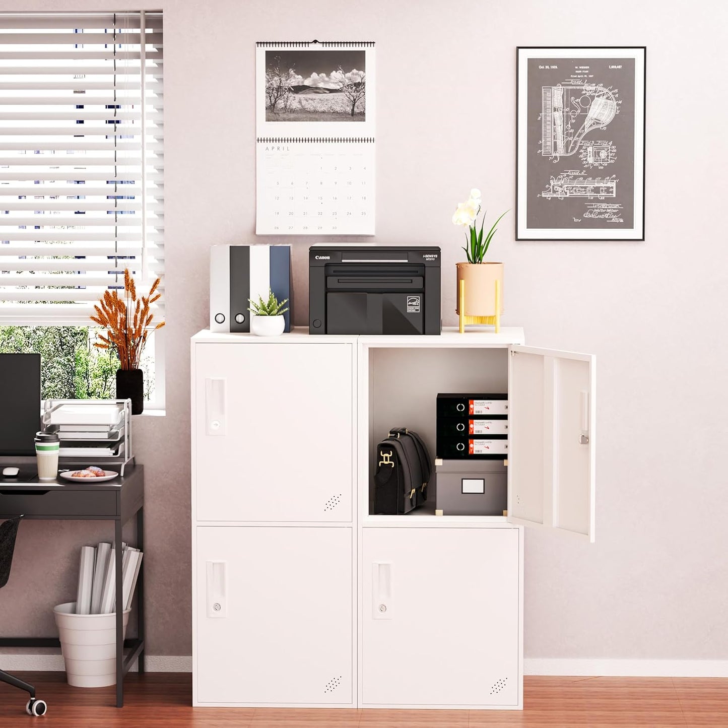 2 Door Vertical Stackable Storage Cabinet with Lock,Anti-Failing Device, Metal Lcoker,Organizer for Office, Home, Gym, School,Employee,Kids. (2D-White)