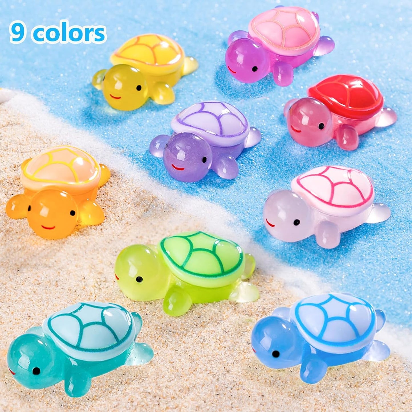 Mini Resin Turtles Figures to Hide, 72 PCS Tiny Resin Animal Figurines Little Small Plastic Turtles Miniature Festival Rave Trinkets Bulk Glow in the Dark for Micro Fairy Garden Aquarium Decor