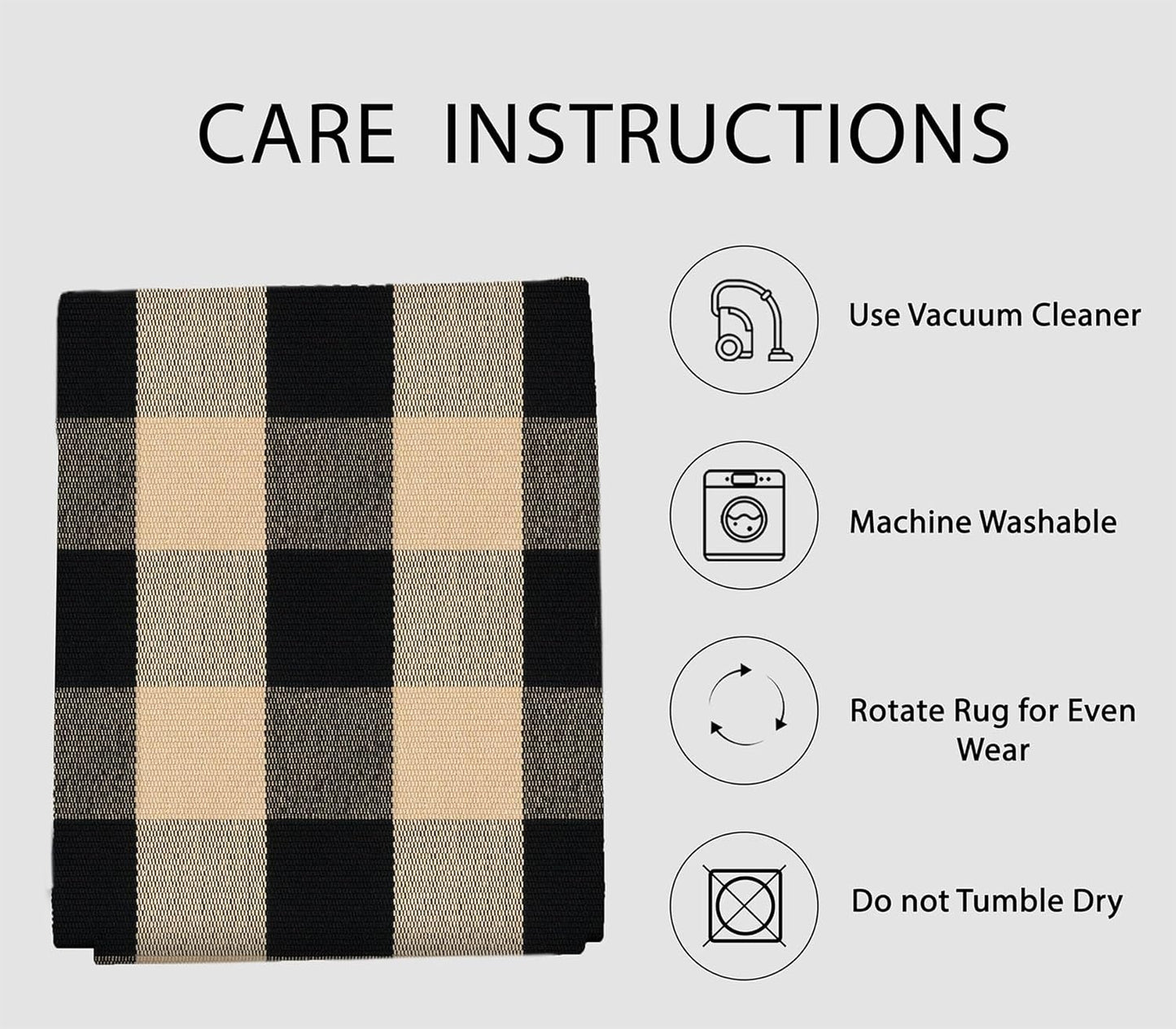 IOHOUZE Buffalo Plaid Checkered Rug 2x3 Ft Front Door Mats, Washable Area Rugs for Front Porch Welcome Mats Indoor Outdoor, Entryway Door Rug for Entryway, Home Entrance, Tan Black