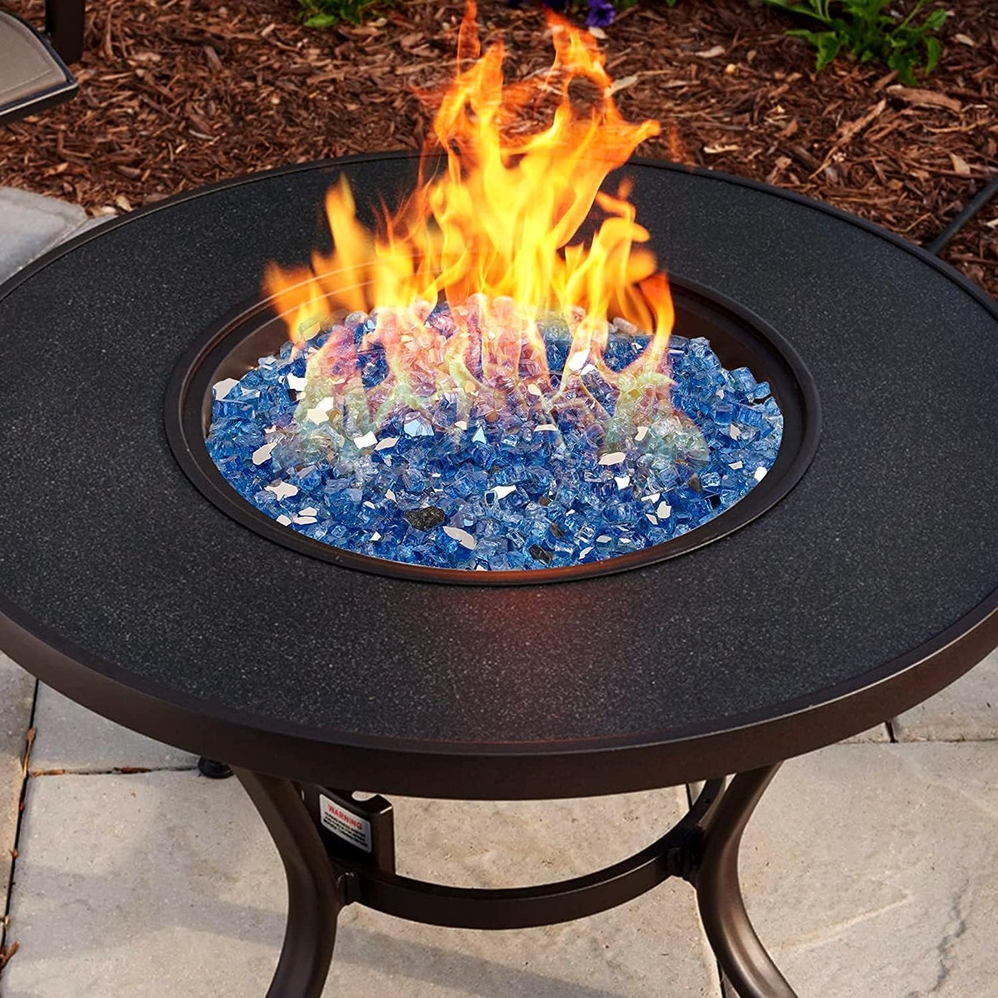 Mr. Fireglass 10 Pounds Fire Glass - 1/4 Inch High Luster Reflective Tempered Glass Rocks for Fireplace Fire Pit Table and Landscaping, Pacific Blue