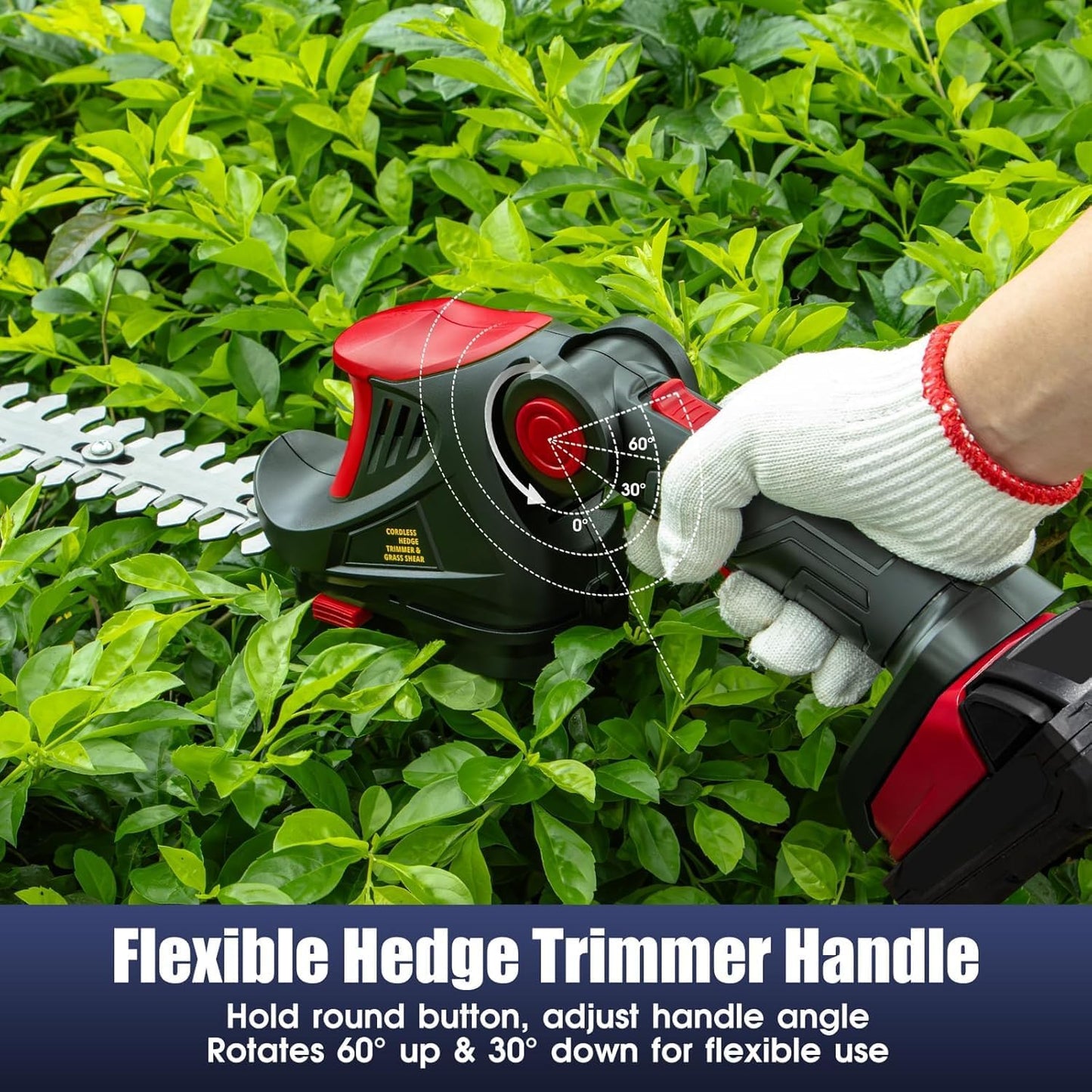 Hedge Trimmer Cordless for Milwaukee 18V MAX Battery, 1500RPM Grass Trimmer Electric Hedge Trimmer, 2 in 1 Design, Perfect for Yard, Garden, and Lawn Care(Battery Not Included) (Red)