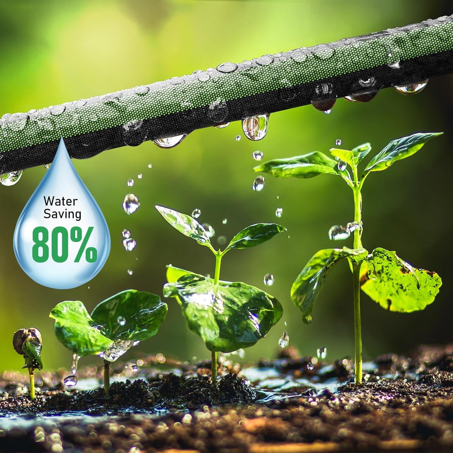 Flat Soaker Hose 10FT for Garden and Lawns, 80% Water-Saving Drip Irrigation Hose with Anodized Aluminum Ends, Flexible Leakproof Double Layer Gardening Hoses ﻿