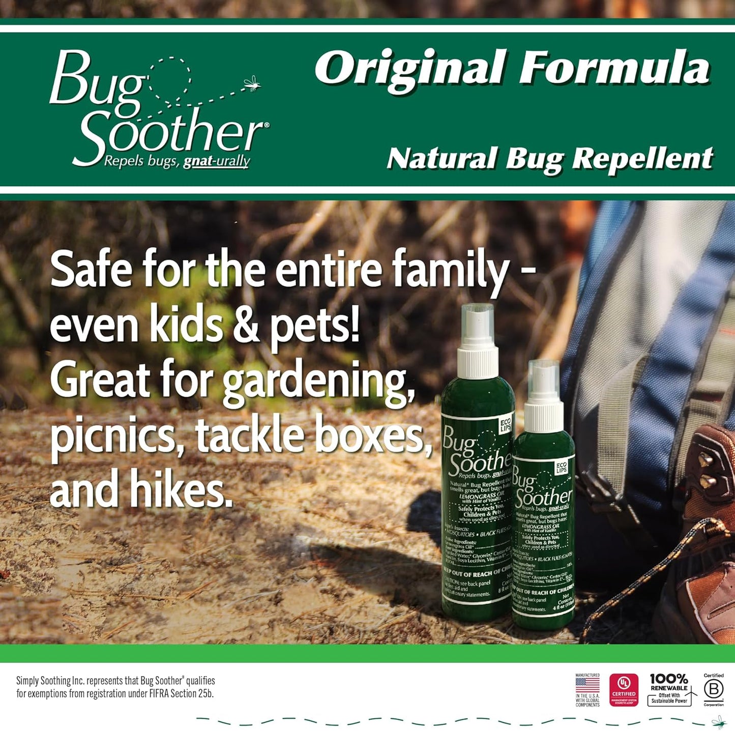 Bug Soother Spray (4 bottle, 2 oz) - Natural Mosquito, Gnat and Insect Deterrent & Repellent with Essential Oils - 100% DEET-Free Safe for Adults & Environment - Made in USA - Includes 1 bottle 1 oz