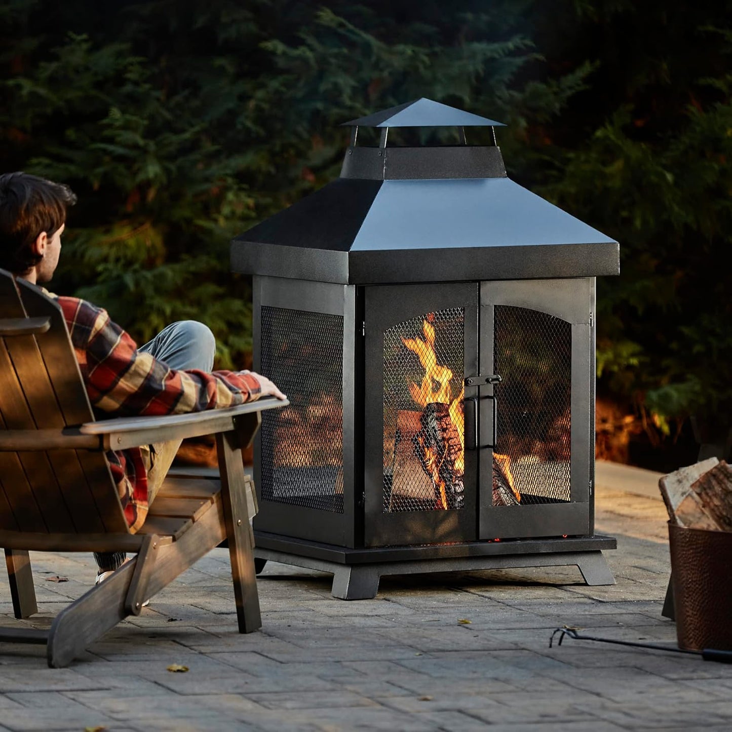 Endless Summer 45" Wood Burning Steel Outdoor Fireplace