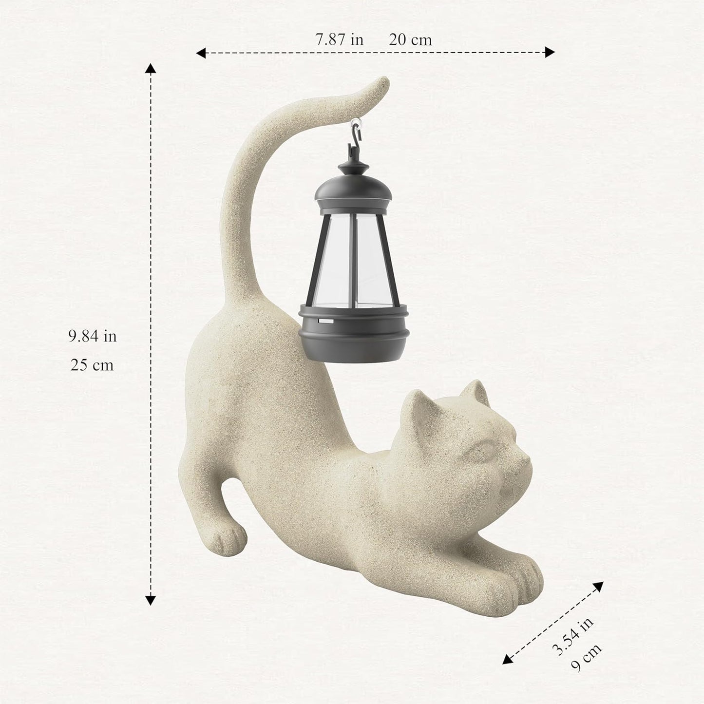 Solar Cat Garden Statue 10 Inch Porch Patio Decor for Outside Yard Decoration Outdoor Unique Housewarming Gardening Birthday Gifts for Cat Lovers Women Grandma