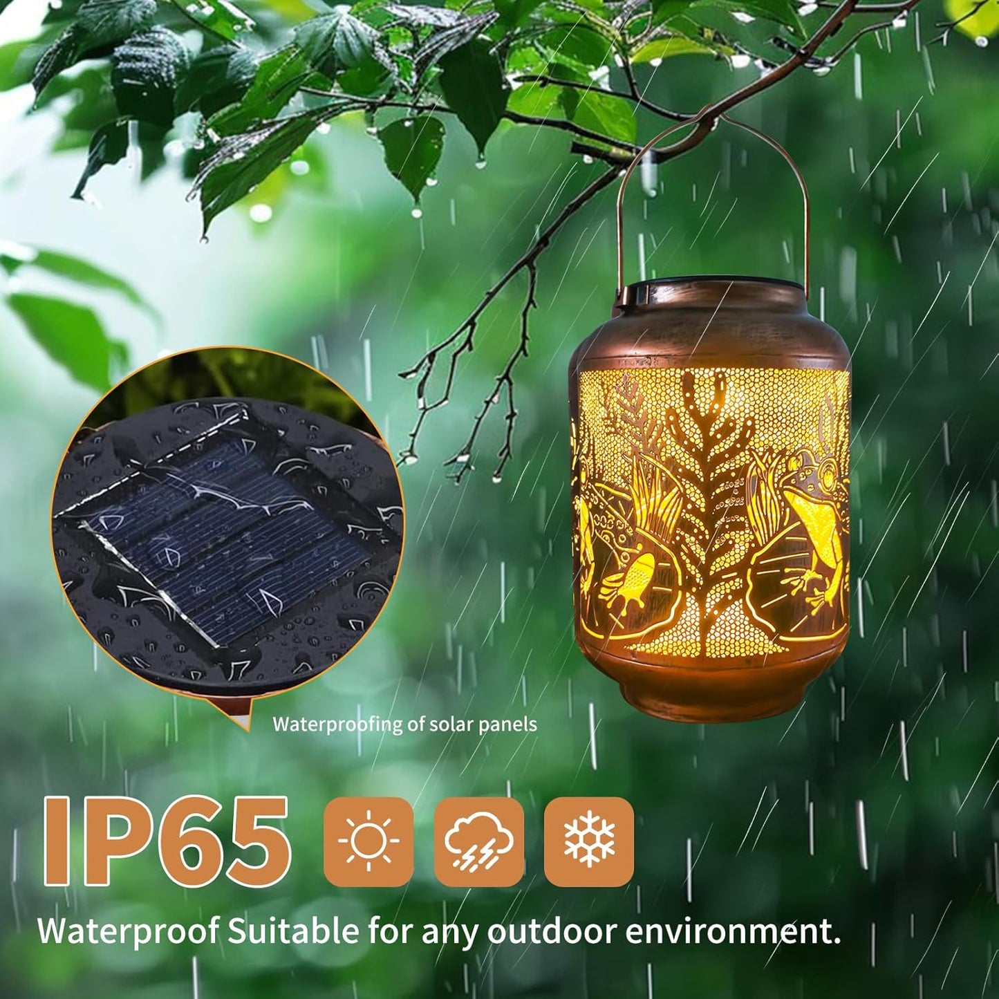 Frog Outdoor Solar Waterproof Light Retro Wrought Iron Hollow LED Light, Waterproof Garden Decorative Light, with Projection Function, Suitable for Balconies, Lawns, and Courtyard Landscapes.