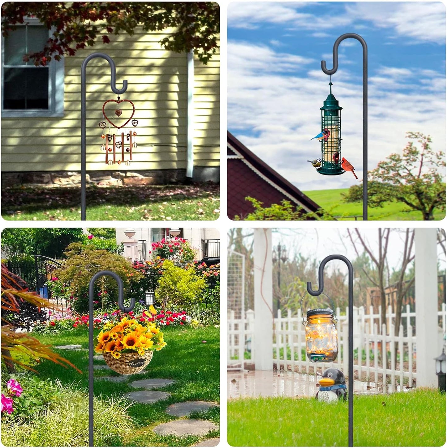 Shepherd Hooks 79 Inch Adjustable for Bird Feeder Lantern Plant Hook Garden Stake Plant Stand Hanger for Outdoor Flower Basket, Bird Feeder Hanger Weddings Decor