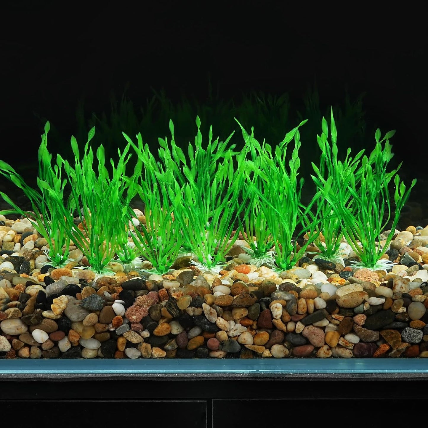 AQUANEAT Fish Tank Artificial Plants, Aquarium Plastic Seaweed Decoration, 4Inch Tall Fake Green Accessories, 10 Packs