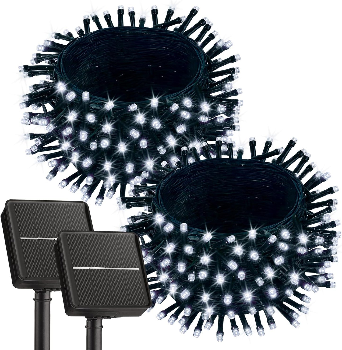 Brightown 2 Pack Solar String Lights for Outside, Each 46Ft 120 LED Solar String Lights Outdoor with 8 Modes, IP65 Waterproof Solar Lights for Patio Yard Wedding Garden Party Decorations, Cool White