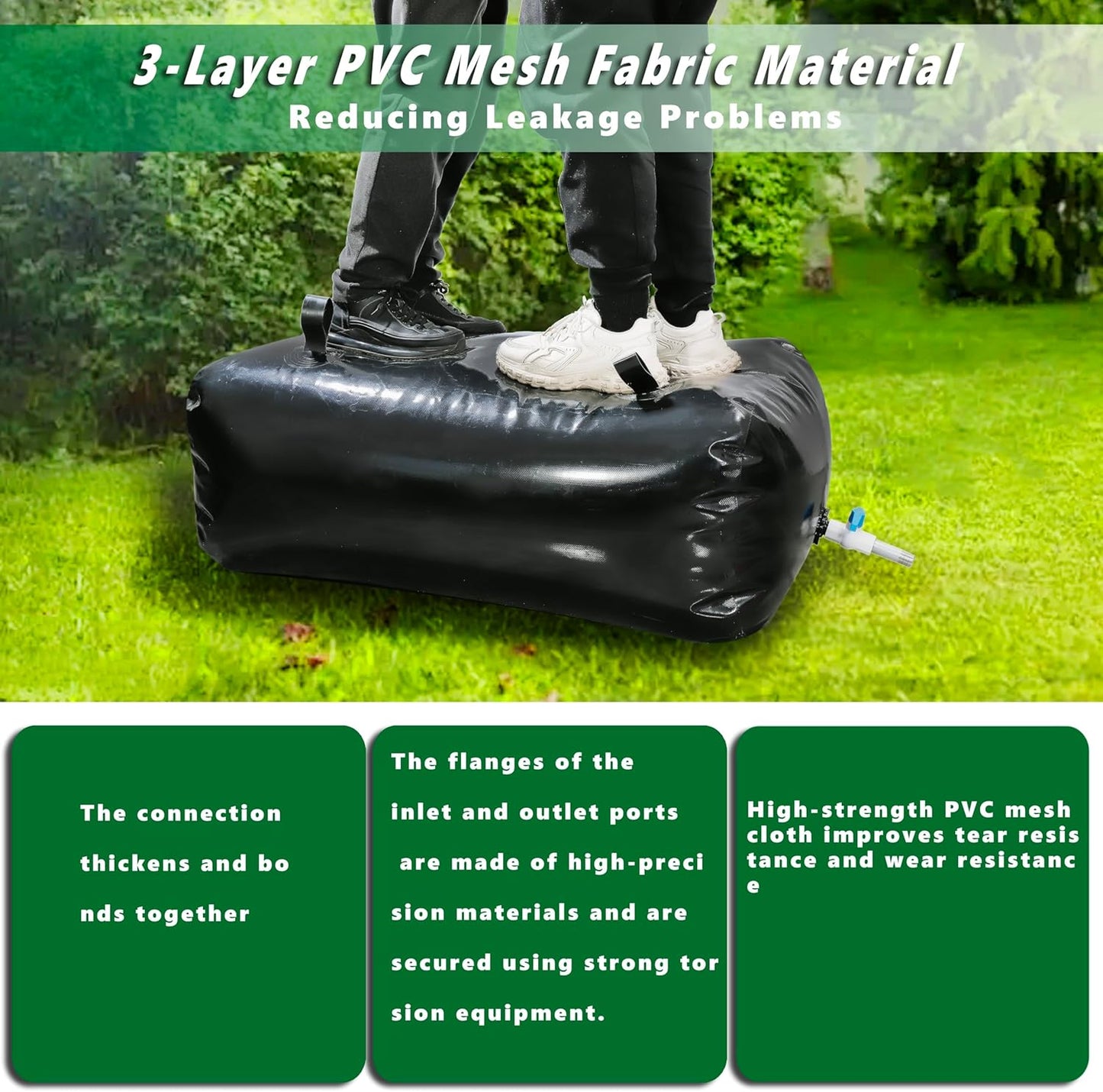 MXQMKL 1400 L/370 gal Water Bladder Storage Containers, Foldable Portable Water Tank Large Capacity Soft Water Bag, Drought Resistance, Fire Prevention, Emergency Water