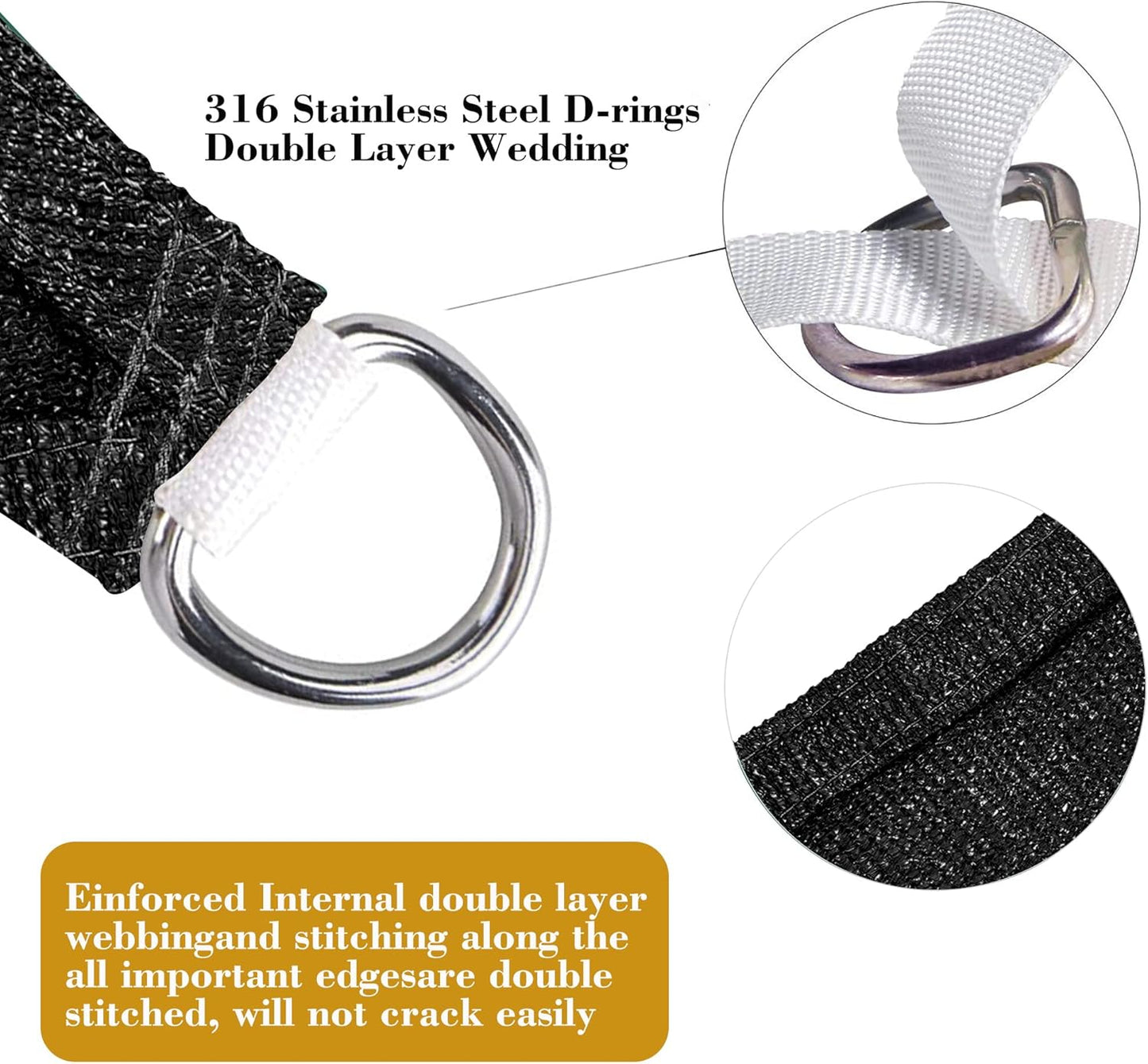 10' x 23' Black Rectangle Sun Shade Sail SSP1212 Canopy Durable Fabric UV Block Awning We Make Custom Orders