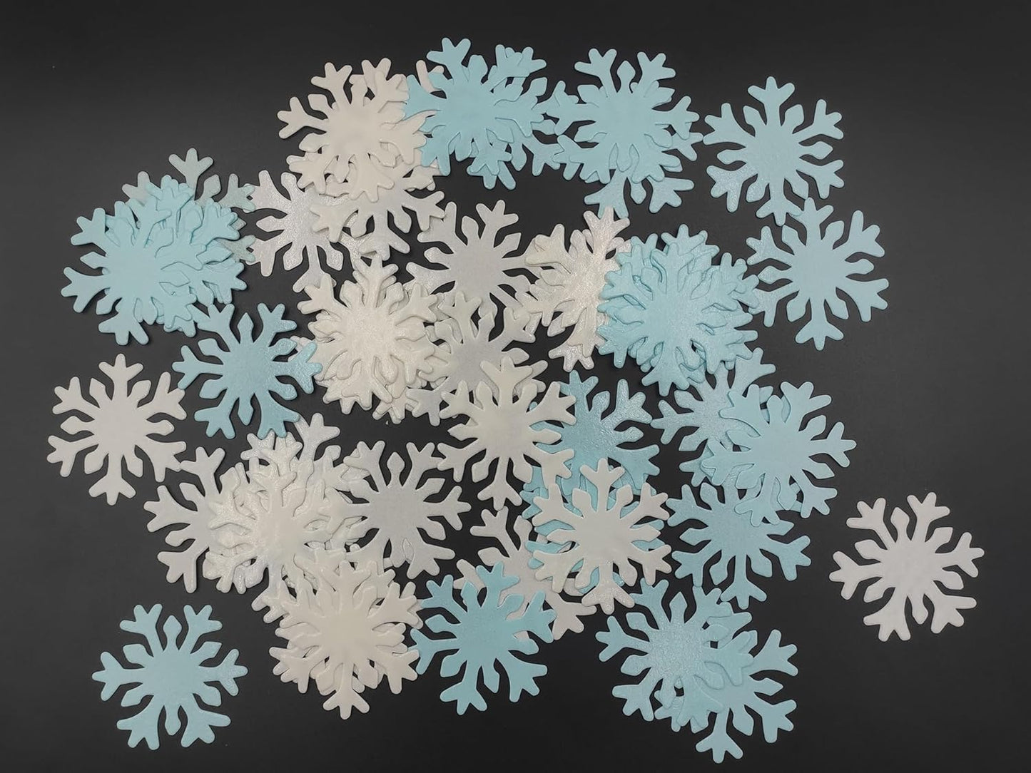 50pcs Edible White Snowflakes for Cake Decorating Cupcake Toppers for Christmas Winter frozen Theme Birthday Party Decorations