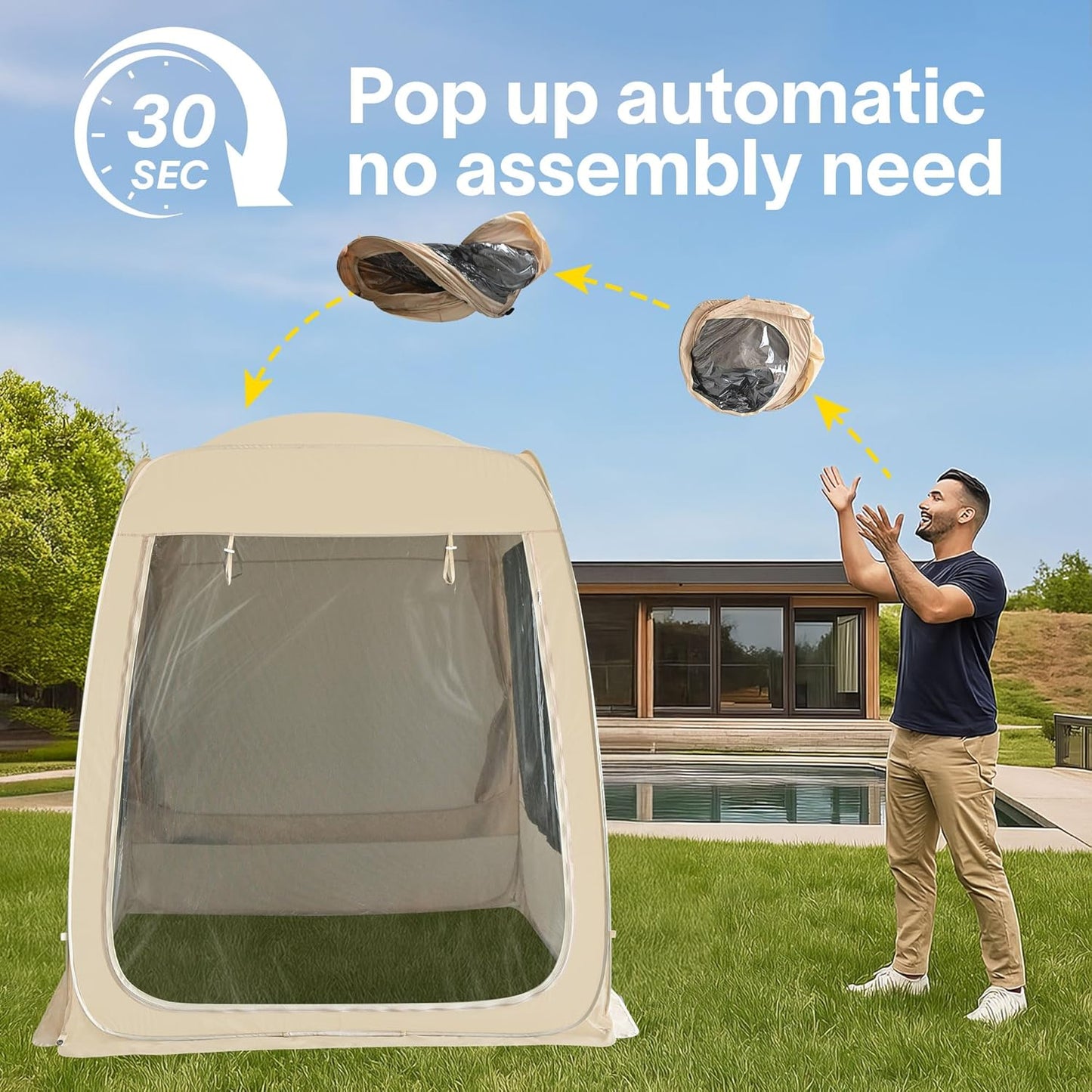 Alvantor Screen House Gazebo, 6-10-15 Person Pop Up Igloo Screened Canopy Tent with Mosquito Netting Sides, Instant UV Resistant Sun Shelter for Garden, Patio, Backyard