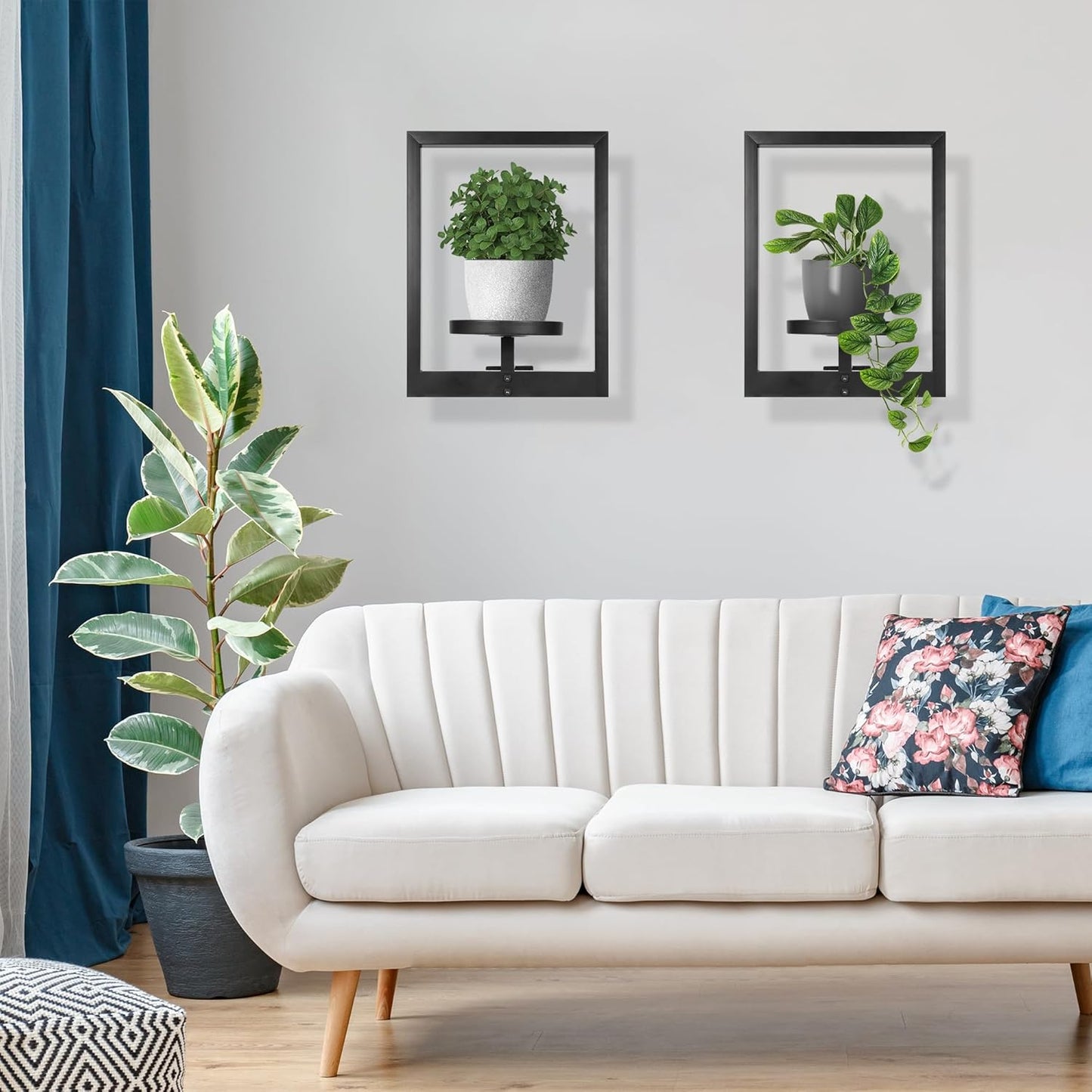 Heavy-Duty Wall Planters for Indoor Plants, Modern Metal Hanging Plant Holders, Picture Frame Wall Plant Shelves for Living Room, Balcony, Patio, Window Garden Décor, 3-Pack