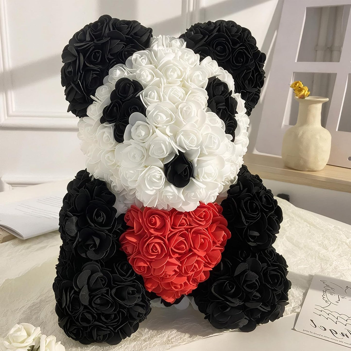 500 Pcs 1.4 Inch Mini Artificial Flowers Head Bulk 5 in 1 Set Faux Foam Fake Small Rose Tiny Baby Flores Bouquet Cake Gift Home Decoration DIY Craft (Black)