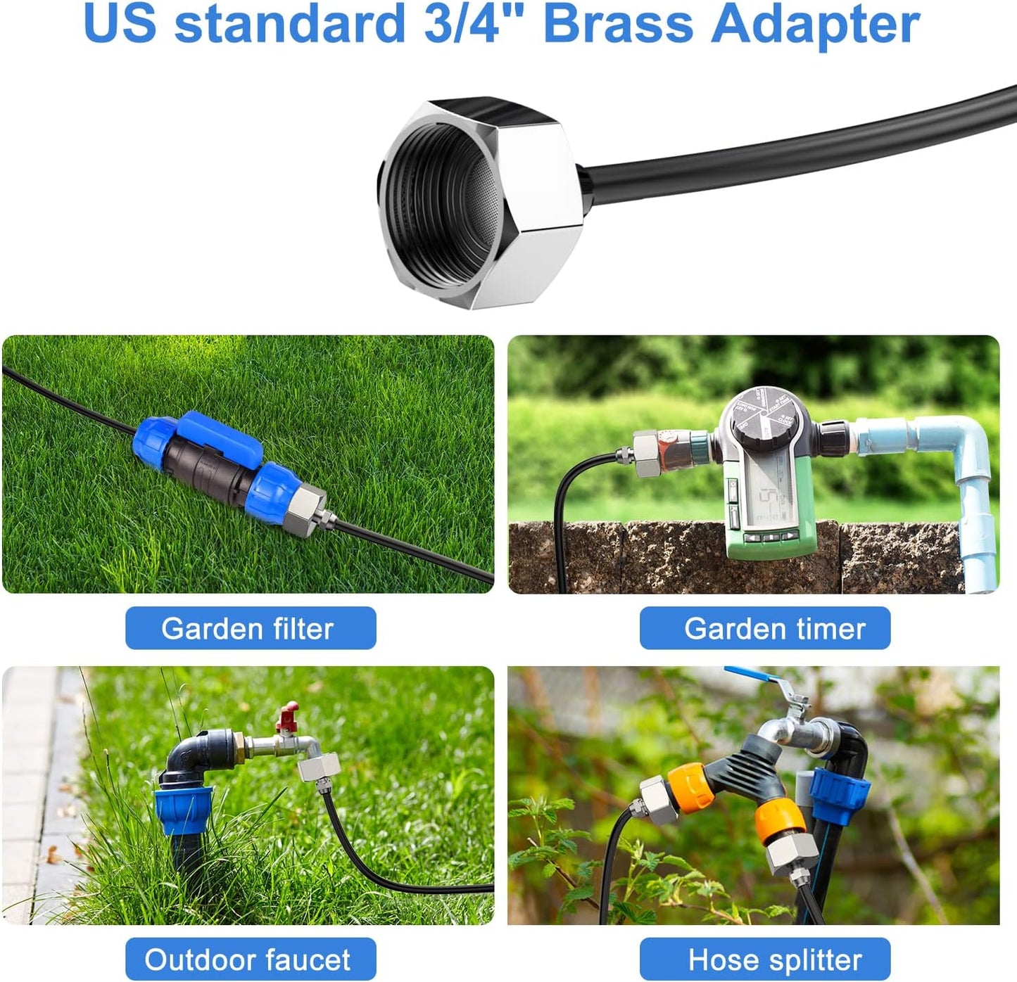 Keten 72FT Misting Cooling System, 59FT(18m)+Extra 13FT(4m) Misting Line, Misters System for Outdoor Patio Garden Greenhouse Pasture with 18 T-Joints+18 Mist Nozzles+3/4” Brass Adapter