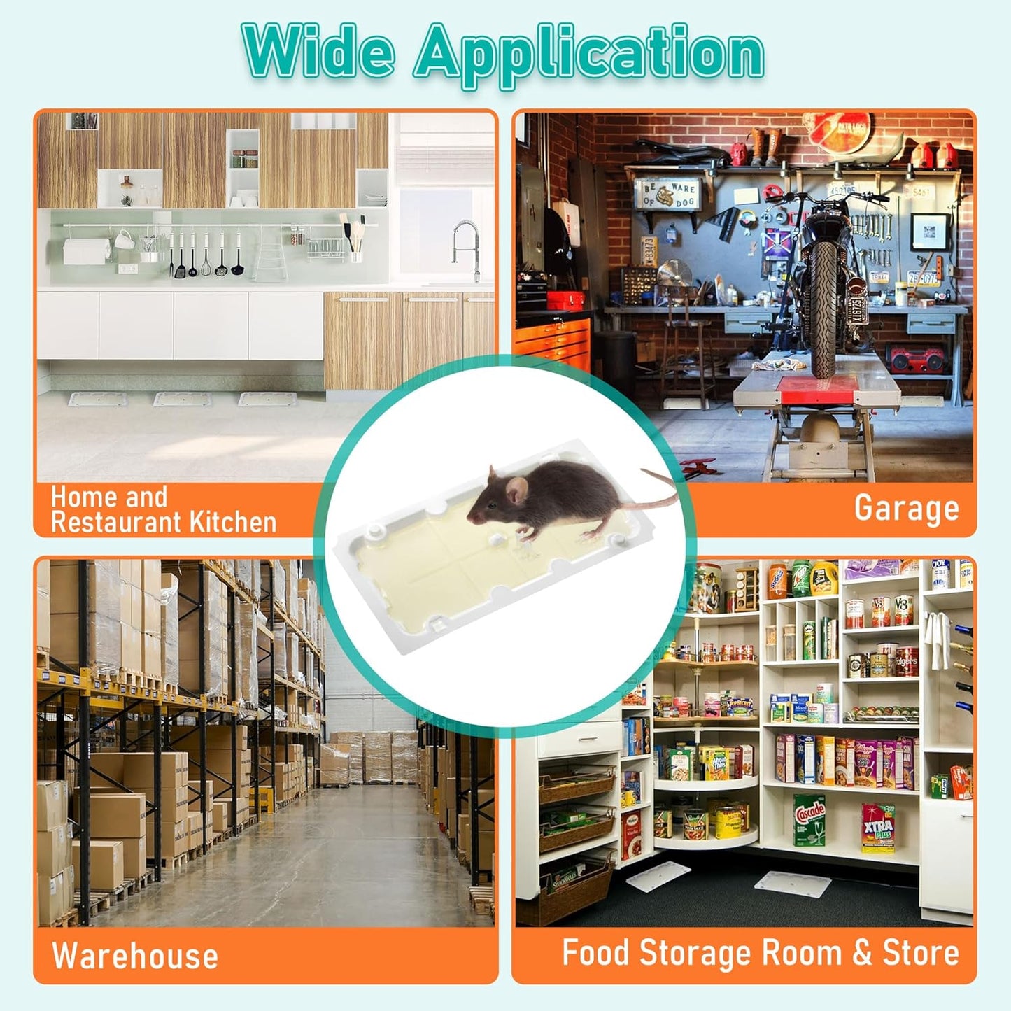 Qualirey 12 Pack Glue Traps for Rats and Snakes, Larger and Heavy Duty Baited Sticky Traps with Non Toxic Glue, Exterminator Plastic Mouse Indoor Board, Ready to Use, Safe to Children and Pets (White)