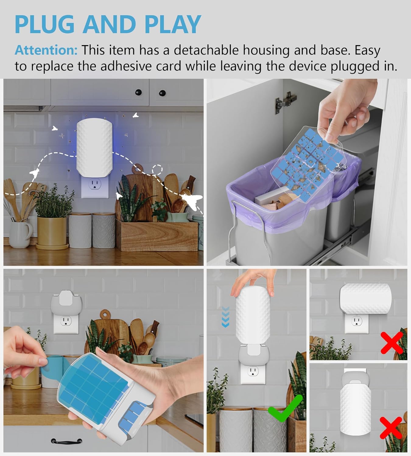 5PCS Refills for WowCatch Flying Insect Trap N386E, Original Super Sticky Cards, High Efficiently Stick Fruit Flies, Gnats, Moths, and Houseflies (Refill Only)