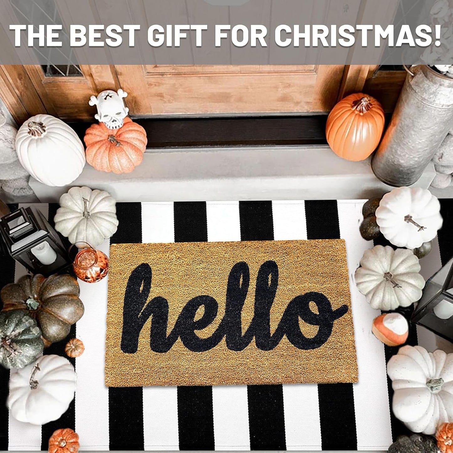 IOHOUZE Black White Striped Rug -3x5 Front Door Mats Outdoor,Washable Rug for Front Porch Decor,Spring Summer Welcome Mats Outdoor Indoor, Doormat for Farmhouse/Entryway/Home Entrance