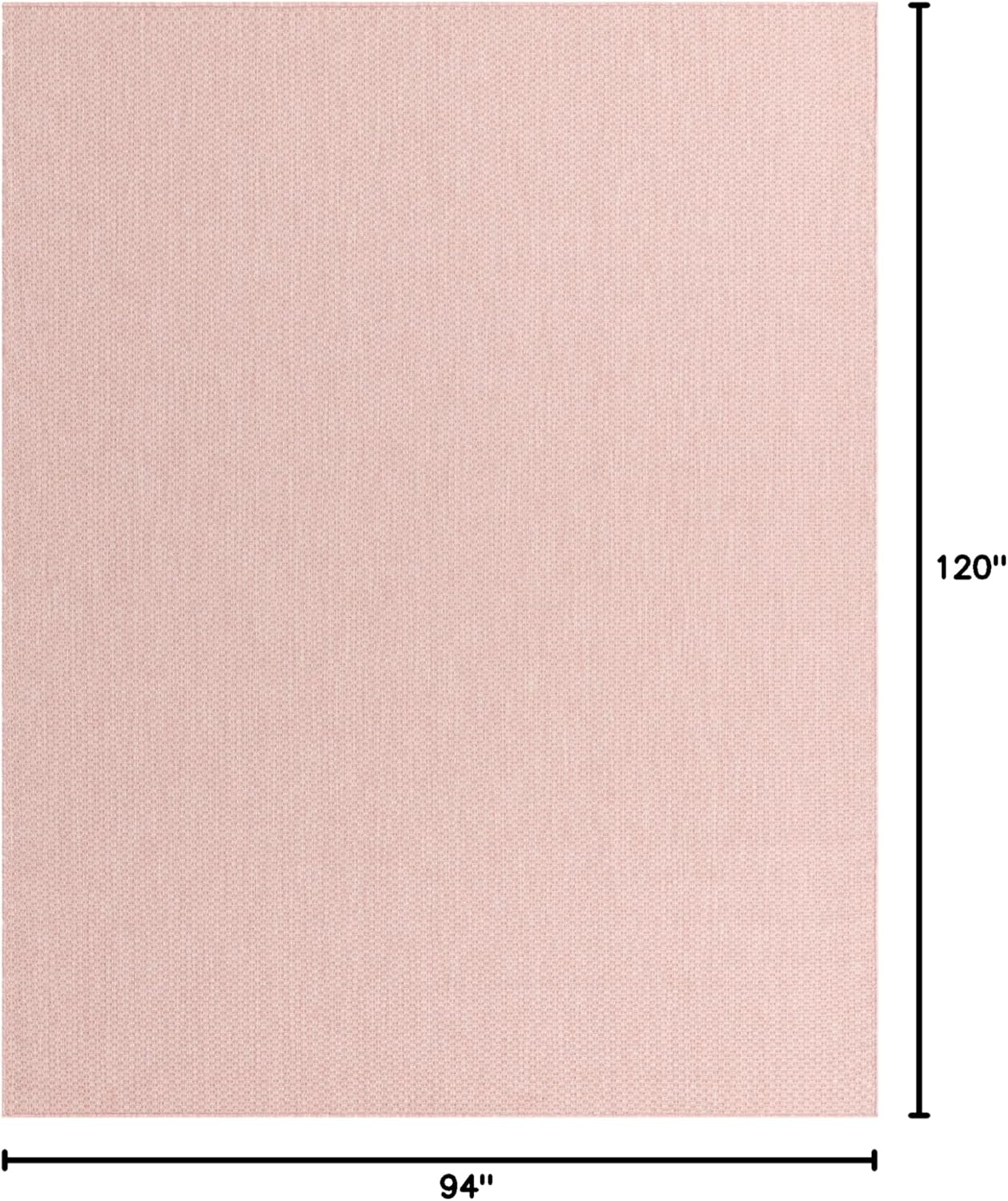 Unique Loom Collection Casual Transitional Solid Heathered Indoor/Outdoor Flatweave Area Rug (7' 10" x 10' Rectangle, Whisper Pink/Ivory)