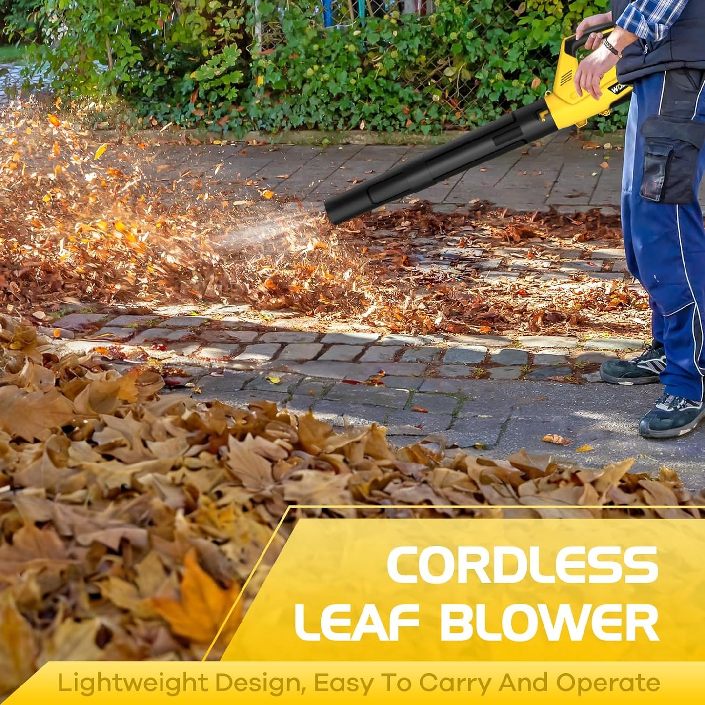 Leaf Blower, Electric Cordless Leaf Blower with 2 Batteries and Charger, 2 Speed Mode, Lightweight Leaf Blowers for Blowing Leaves, Lawn Care, Patio Cleaning and Dust