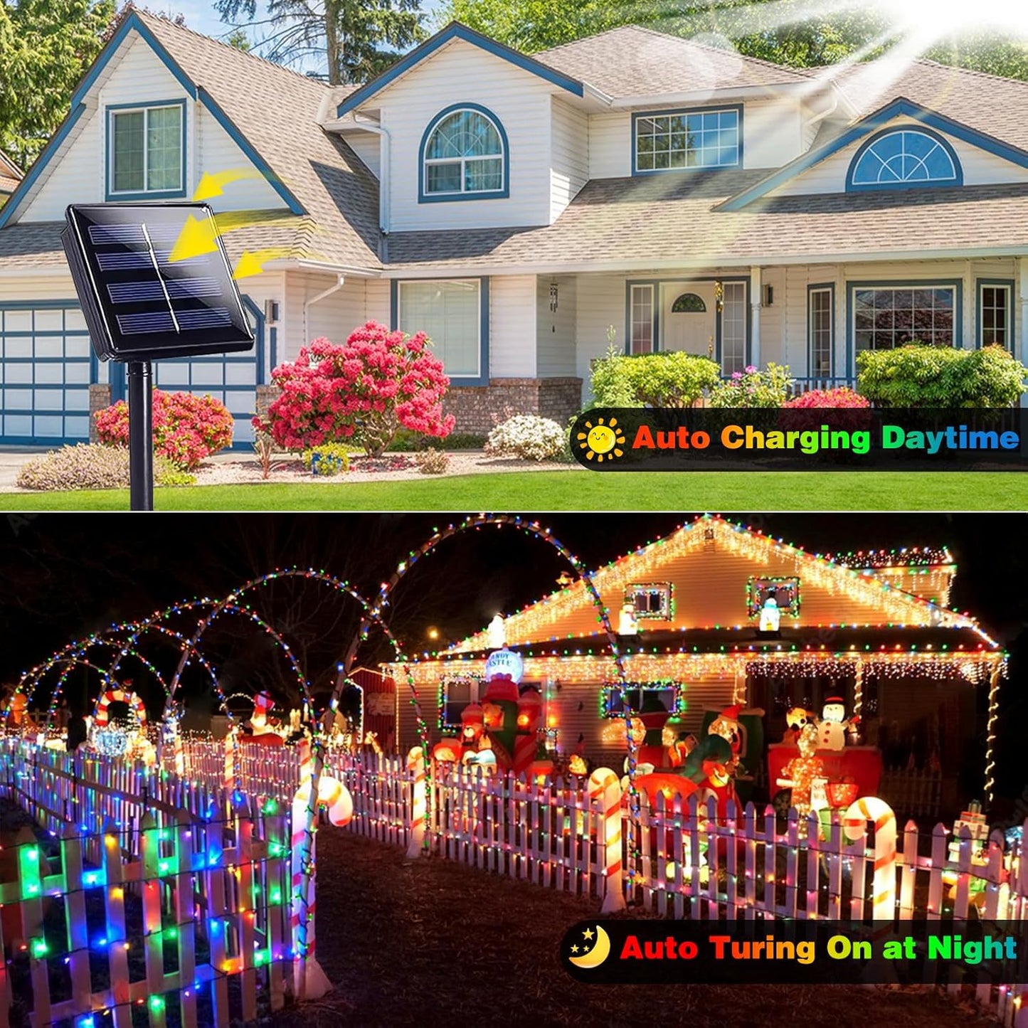 4 Pack 180FT Solar Christmas Lights Outdoor Waterproof, Super Bright 320 LED Solar String Lights with 8 Lighting Modes, Green Wire Twinkle Tree Light for Outside Xmas Party Decorations (Multi-Colored)