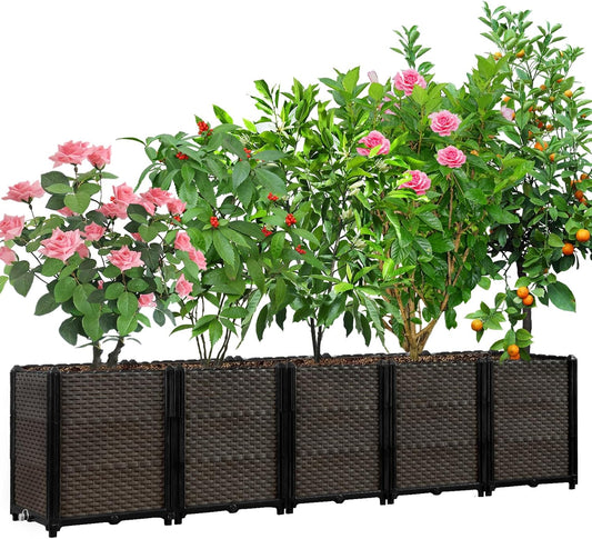 Large Raised Planter Box Outdoor Self Watering 78.7"x15.7"x19.7", Deep Raised Garden Bed - Elevated Garden Box with Drainage Plug, Rectangular Garden Planter Perfect for Patio Balcony Deck