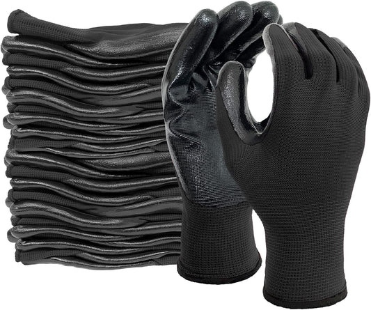 Evridwear Work Gloves with Grip Rubber Coated for Men Women Warehouse Mechanic,12 Pairs Bulk