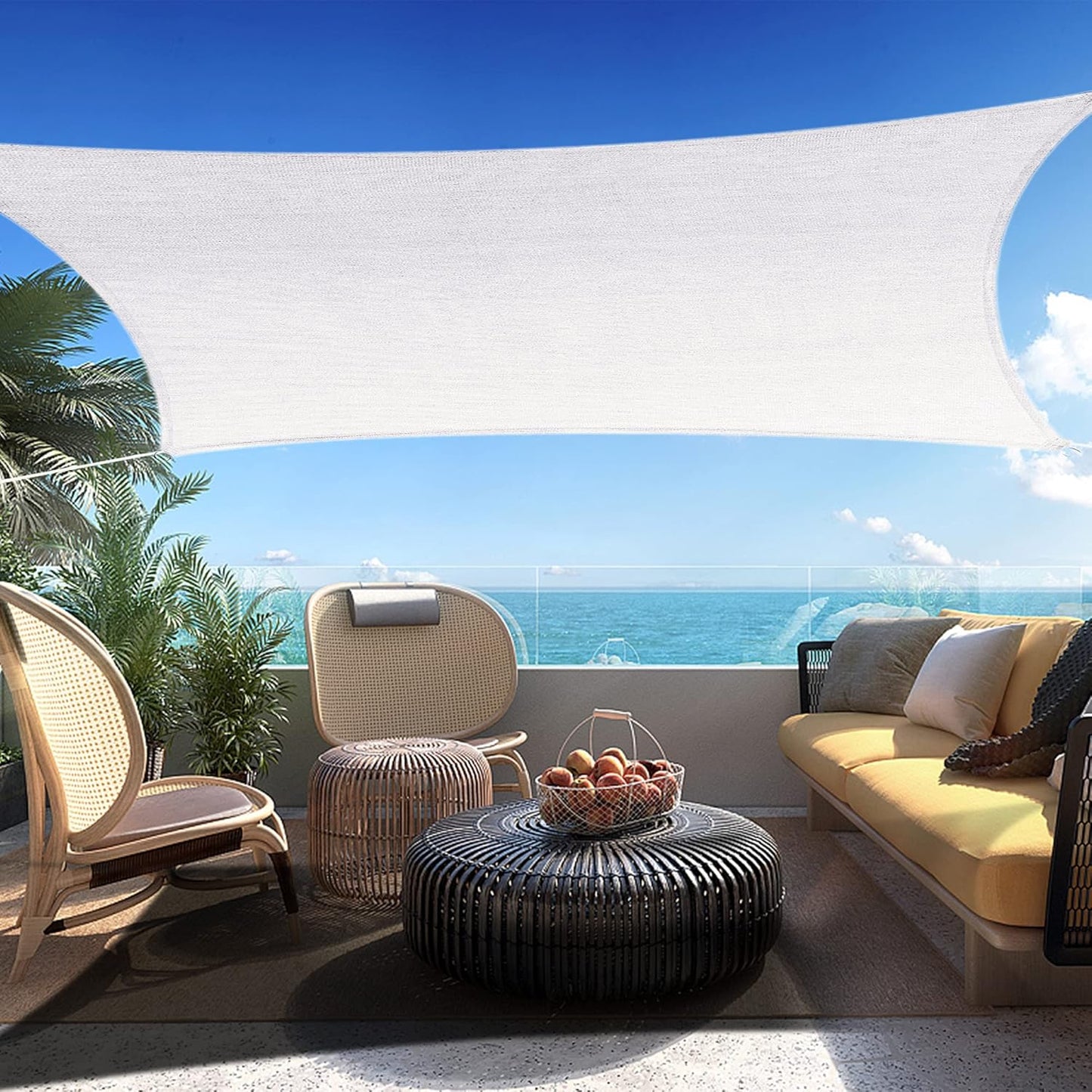 10' x 21' White Rectangle Sun Shade Sail SSP1212 Canopy Durable Fabric UV Block Awning,We Make Custom Orders