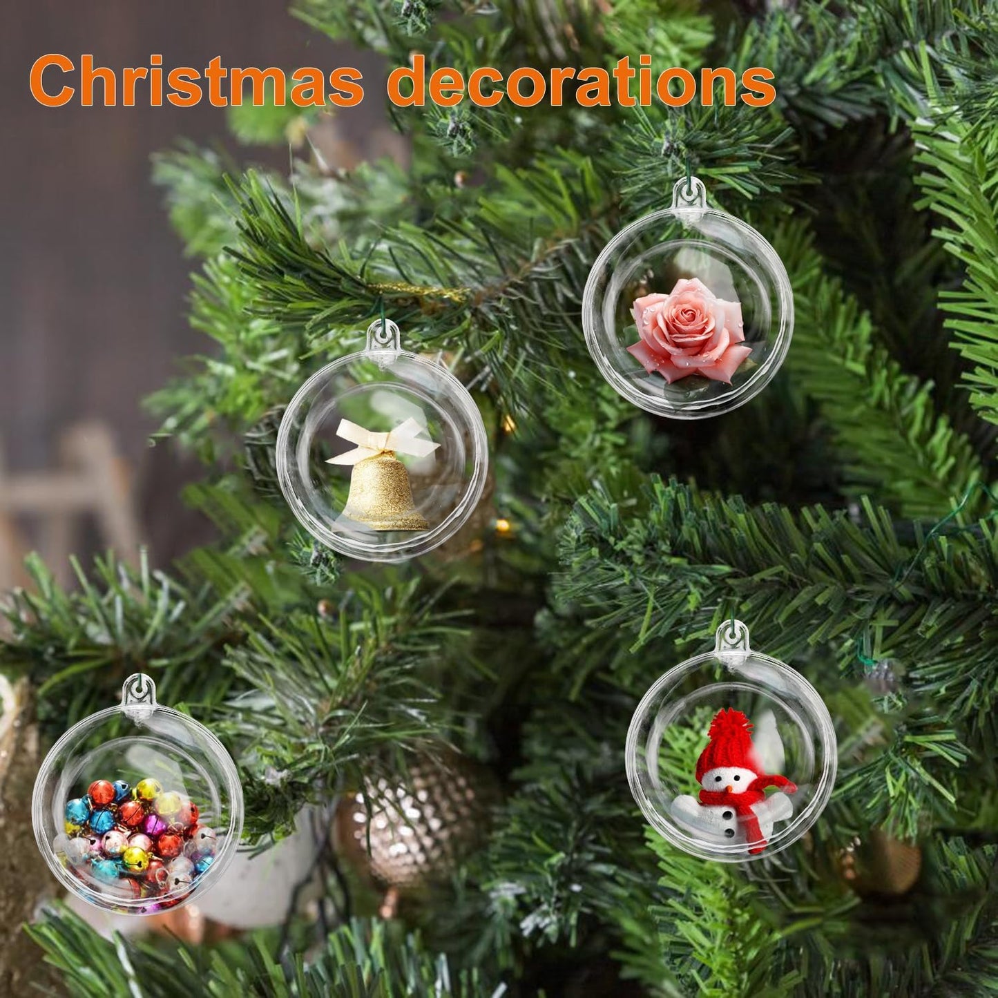 80 Pcs 2.76 Inch Clear Acrylic Fillable Balls, Christmas DIY Fillable Ornaments Balls, Acrylic Ornaments Ball for Christmas, Holidays, Weddings, Parties, and Home Decor
