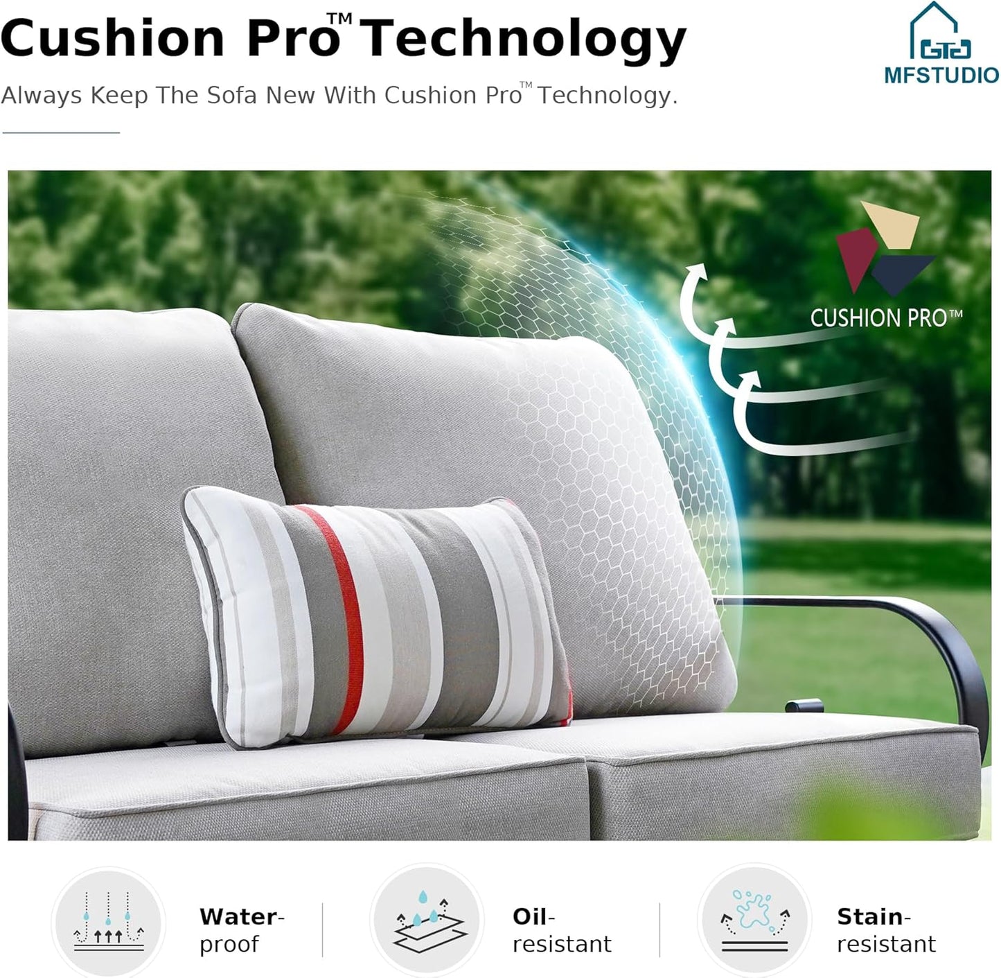 MFSTUDIO Patio Furniture Set, 6 Seats Half-Moon Curved Outdoor Sectional Sofa Conversation Set, Woven Rattan Patio Couch for Backyard, Garden, Deck