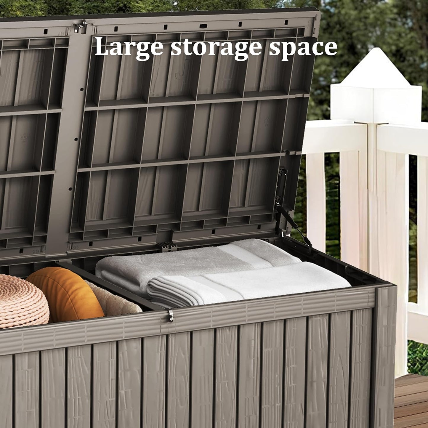 180 Gallon Outdoor Storage Deck Box - Large Waterproof Resin Bin for Delivery Boxes Outside, Lockable Storage for Patio/Pool Cushions & Tools, UV-Resistant, Granite Grey