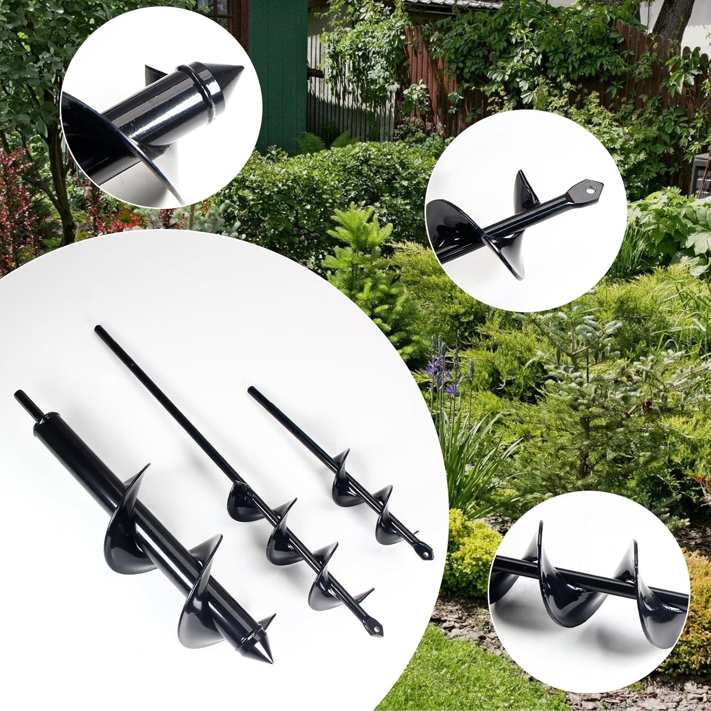 Utoolmart Auger Drill Bit for Planting Set of 3, (1.6x8.7, 1.8x14, 3.1x12) Easy Planter Garden Auger - Bulb & Bedding Plant Augers - Posthole Digger for 3/8” Hex Drive Drill
