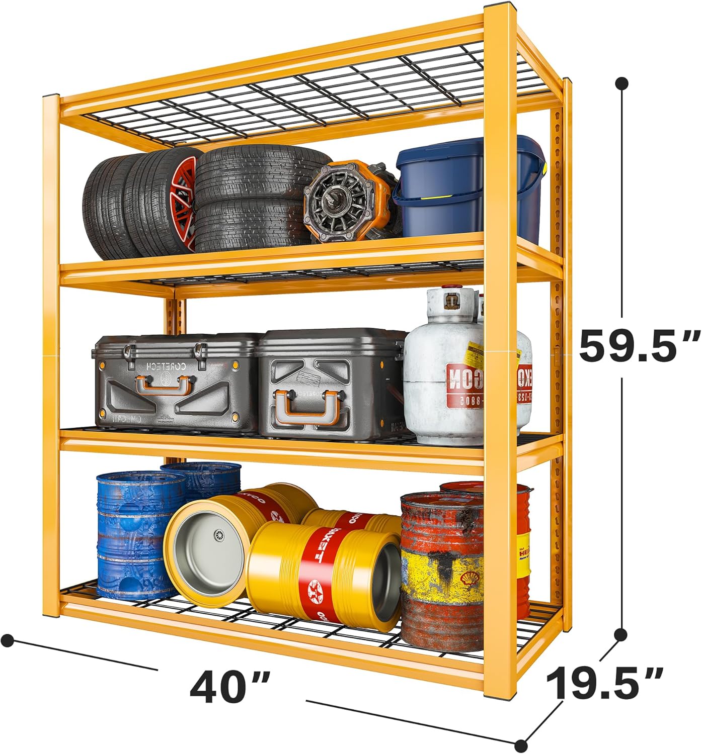 REIBII 40" W Garage Shelving 2240 LBS Storage Shelves Adjustable Heavy Duty Shelving 4 Tier Metal Shelves for Storage 59.5"H Metal Shelf for Pantry Basement Warehouse 40"W × 19.5"D × 59.5"H, 3 Pack