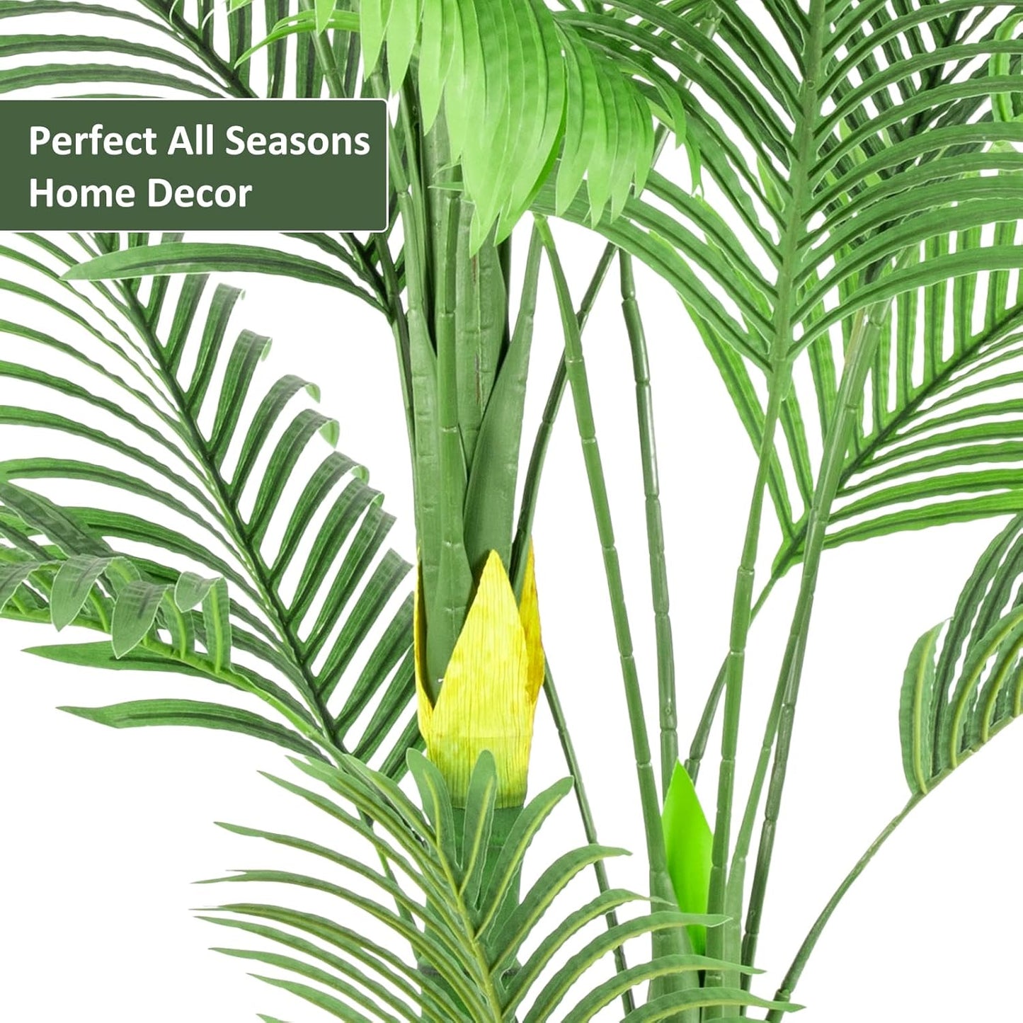 Artificial Fake Palm Tree 9FT 1Pack with White Planter & Free Moss, UV Resistant Artificial Palm Tree for Outdoors, Fake Plants for Poolside Home Room Decor, Faux Plants Outdoor Decor