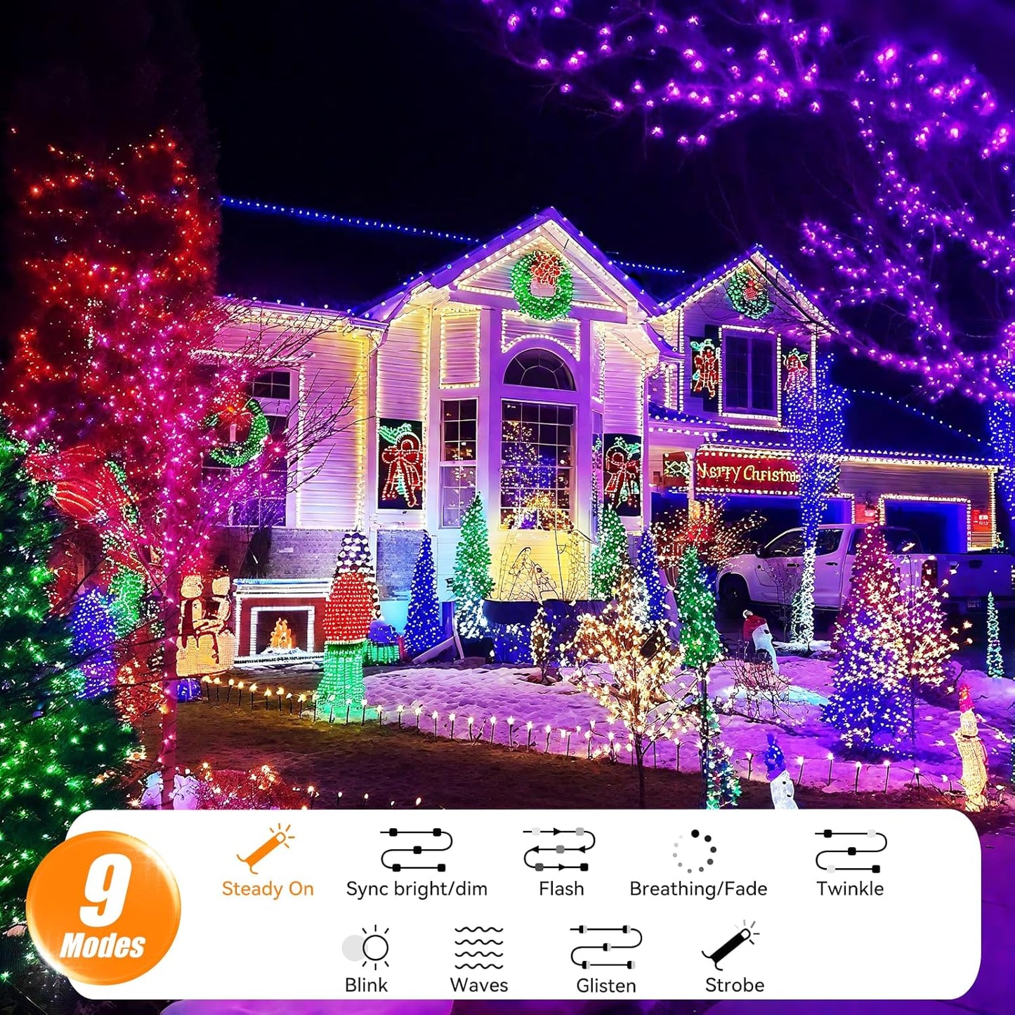 LitHome 66ft 200Led Color Changing String Lights with Remote,35 Colors RGB Christmas Lights with Timer,Dimmable Led String Light Outdoor,Xmas Tree Light Indoor Plug in for Halloween Fall Party Decor