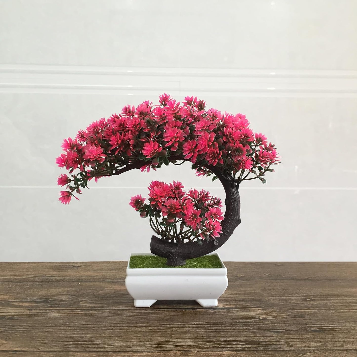 Small Artificial Plants Greenery Desktop Bonsai - Magenta Fake Plants for Home Decor Indoor Bookshelf Office Desk Bathroom Room Decor, Tall 8.5"