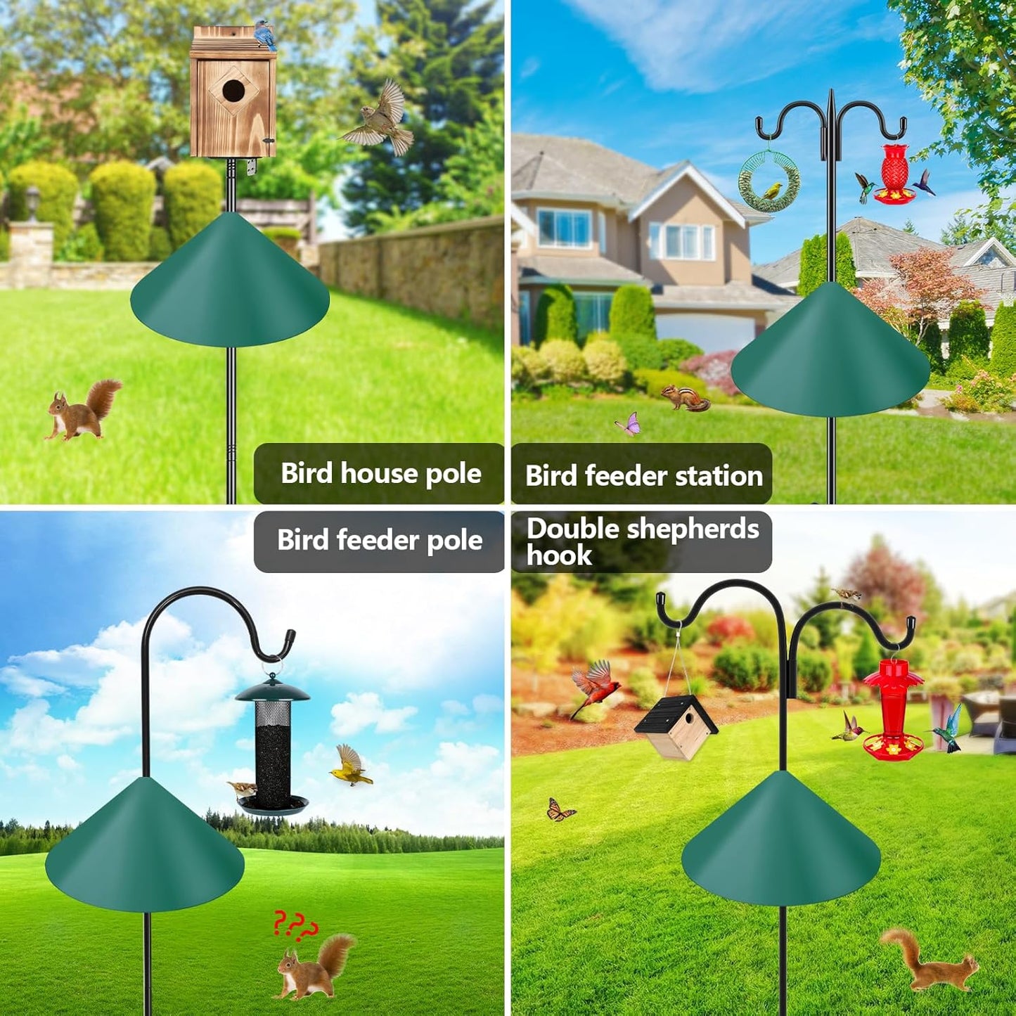 Gtongoko 19 Inch Squirrel Baffle for Bird Feeder Pole Squirrel Guards for Shepherds Hook Stopper for Bird Feeders Green 1 Pack