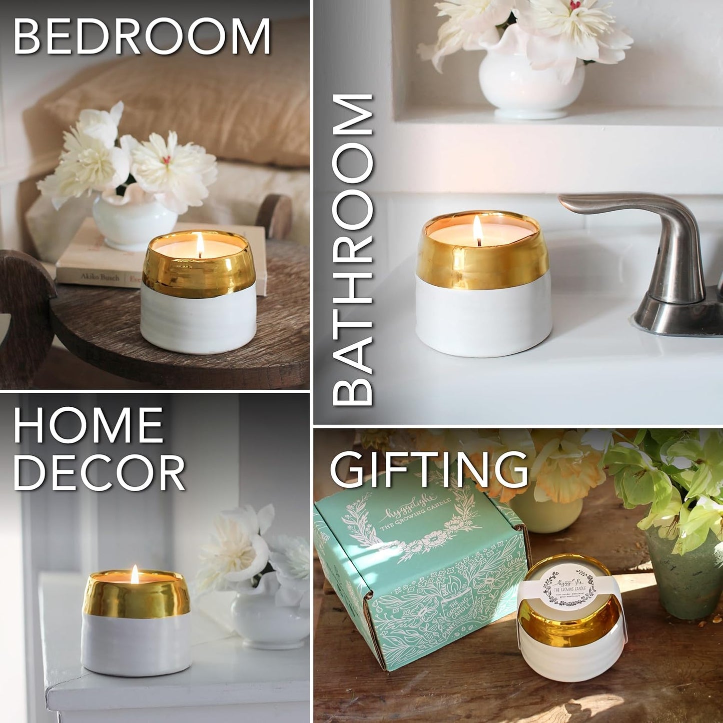 The Growing Candle, Wild Flower Scented, 10oz Ceramic Pot, Single Wick Aromatherapy Candles, 100% Soy for Women and Men, Clara