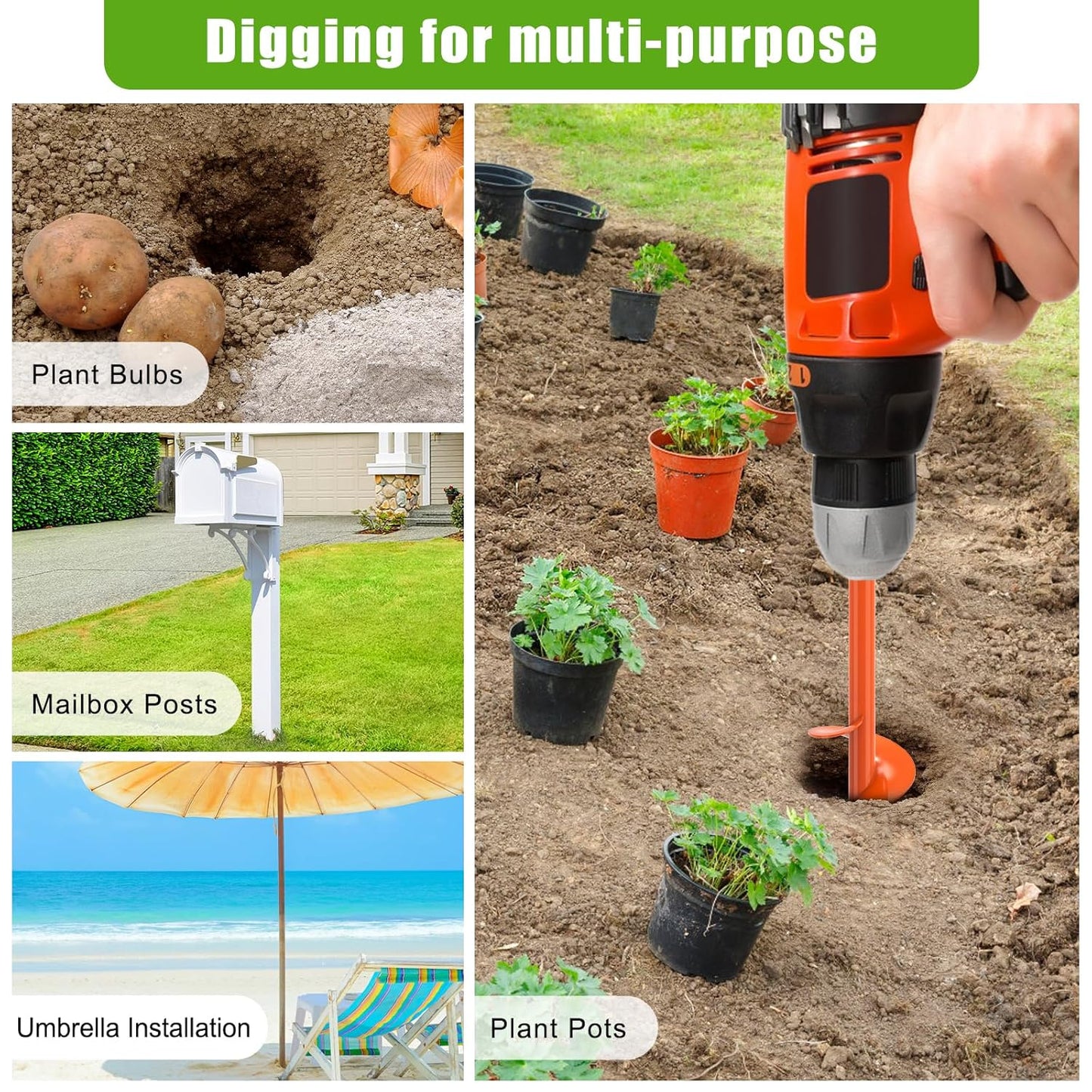 Threaded Auger Drill Bit Pro, 3''x 12'' Garden Auger with Self-Tapping Screw & Reinforced Weld, 3MM Heavy Duty Spiral Drill Bit for Drill, for Bulbs Flowers Plants Post Hole Digger