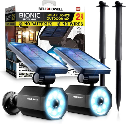 Bell+Howell Bionic Spotlight LED Solar Lights Solar-Powered Spot Light with 25 Feet Motion Sensor Outdoor Waterproof Frost Resistant Yard Outdoor Lighting As Seen On TV (Original, Set of 2)