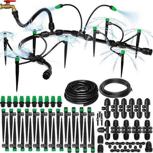 CARPATHEN Drip Irrigation System - Adjustable Quick Connect Irrigation System for Gardens up to 131ft, Raised Beds - Complete Garden Watering System - 1/4 Emitters, 1/2" and 1/4" Tubing and Connectors