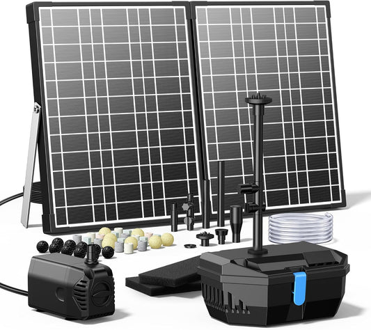 NFESOLAR Solar Fountain Kit, 30W Solar Pond Pump with Pond Filter, 200 GPH Submersible Pump, 4 Sprayers for Outdoor Pond 200-600 Gallons, Fish Tank and Garden Water Features N3213