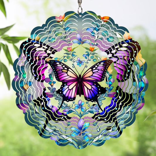 Butterfly Wind Spinners Outdoor - 12 inch Butterflies Outdoor Hanging Wind Sculptures Birthday Gifts for Women, Mom, Grandma, Gardening for Garden Decor for Outside, Patio, Yard, Lawn, Balcony