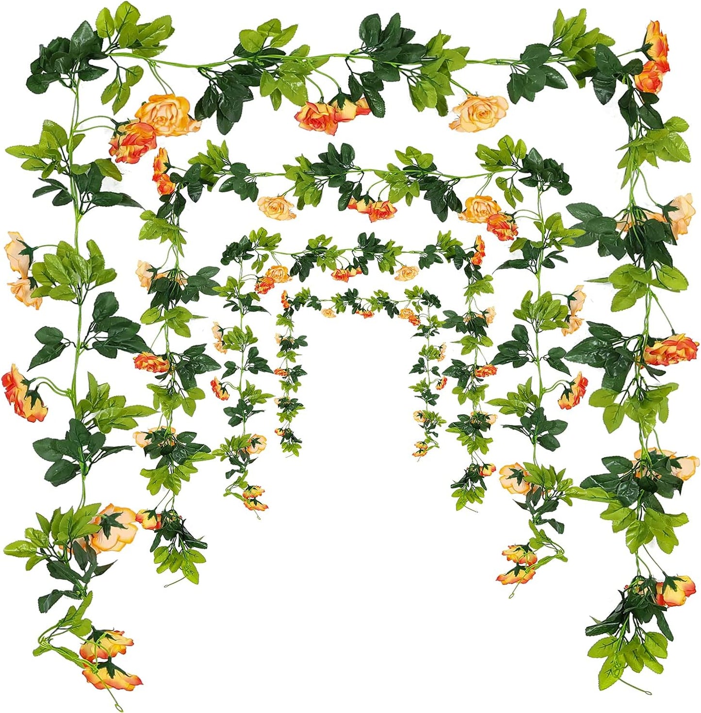 JUSTOYOU 2 Pack (15.8FT) Fake Rose Garland, Artificial Rose Vines Flowers Hanging Silk Rose Vine Wedding Home Backdrop Party Arch Arrangement Decoration