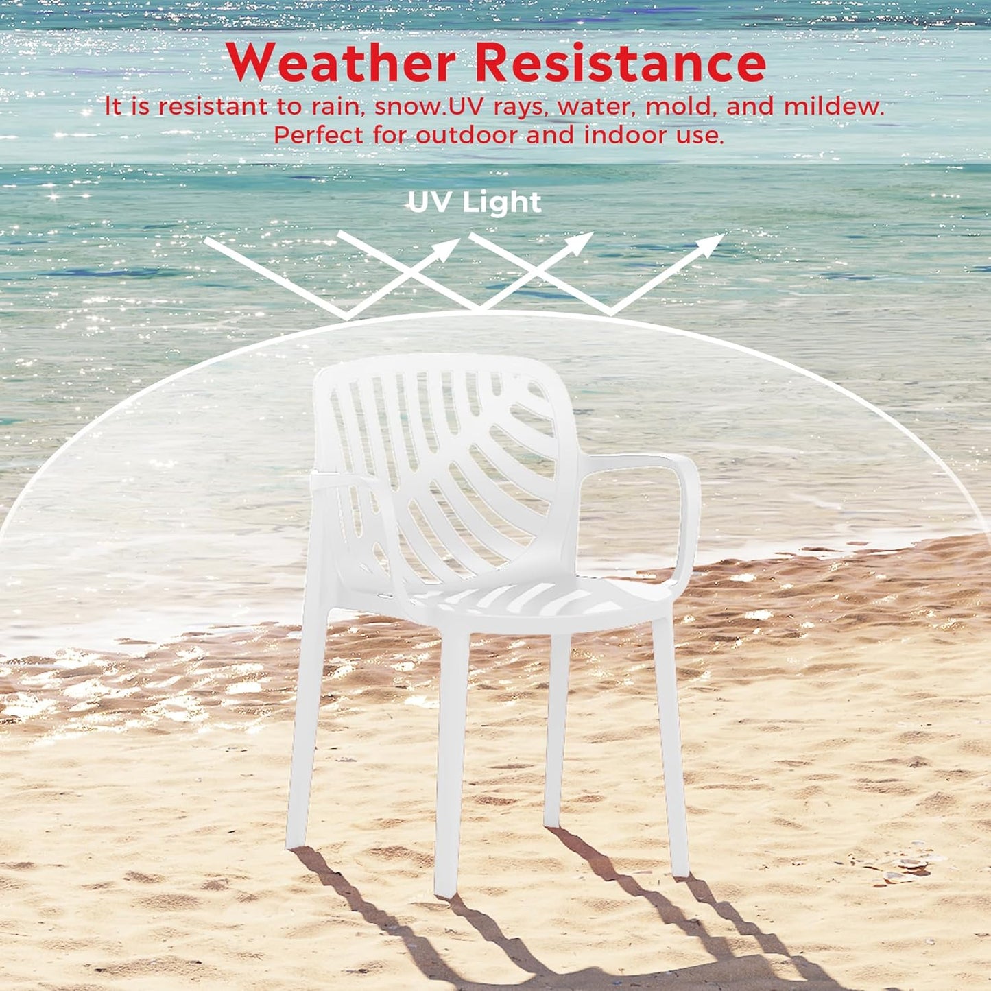 5 Piece Patio Furniture Set, HDPE Patio Square Bistro Table and Stackable Chairs Sets for 4, Outdoor Furniture All Weather for Backyard Poolside, White